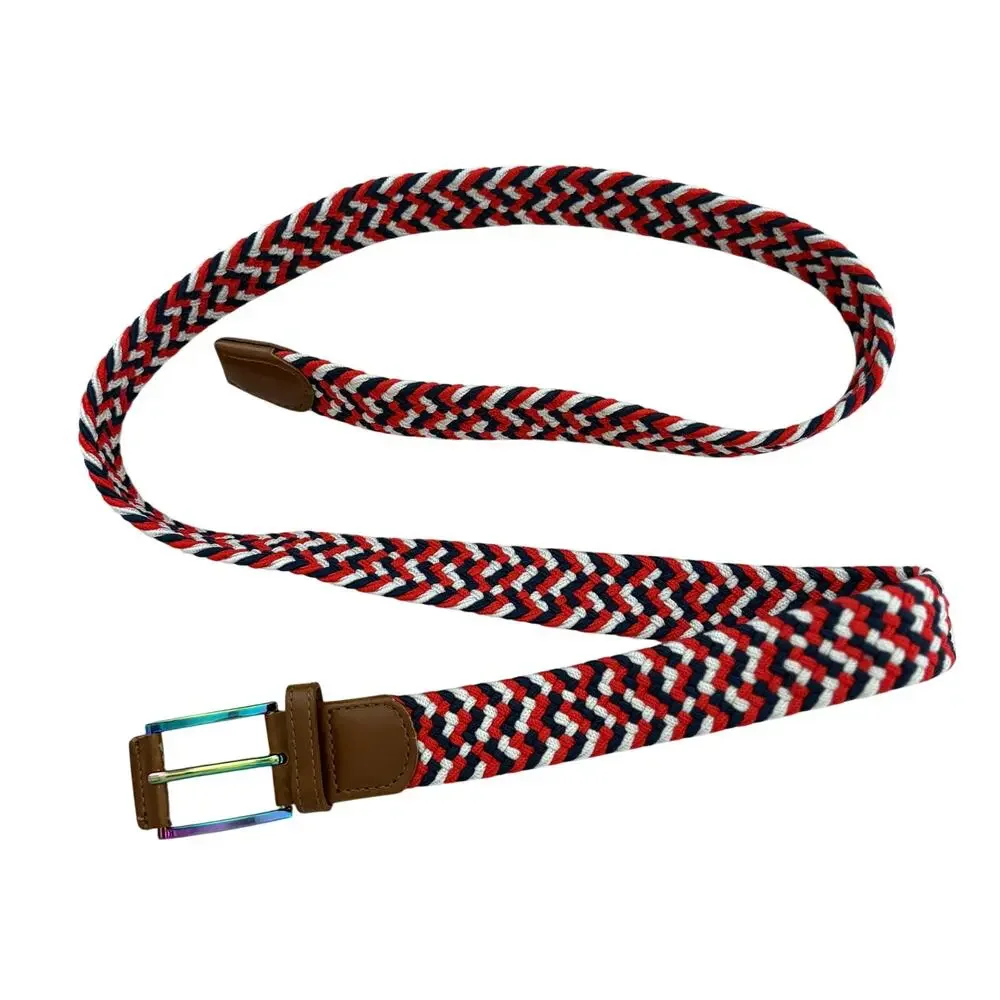 Torino Braided Stretch Belt Red White Navy Woven Belt 125 cm / 45 